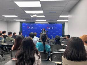 Mr. Anand Raj, Vice President of the Malaysian Bar, speaking to ATC students about transitioning from law school to legal practice.